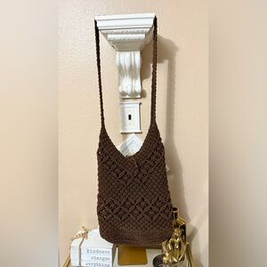 J. Crew Brown Crochet Shoulder Bag